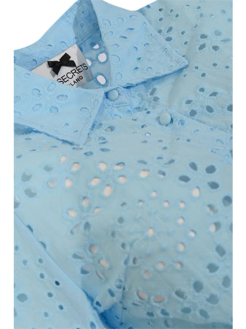 Camicia crop in Sangallo con nodo Celeste NO SECRETS | 261NS242CELESTE